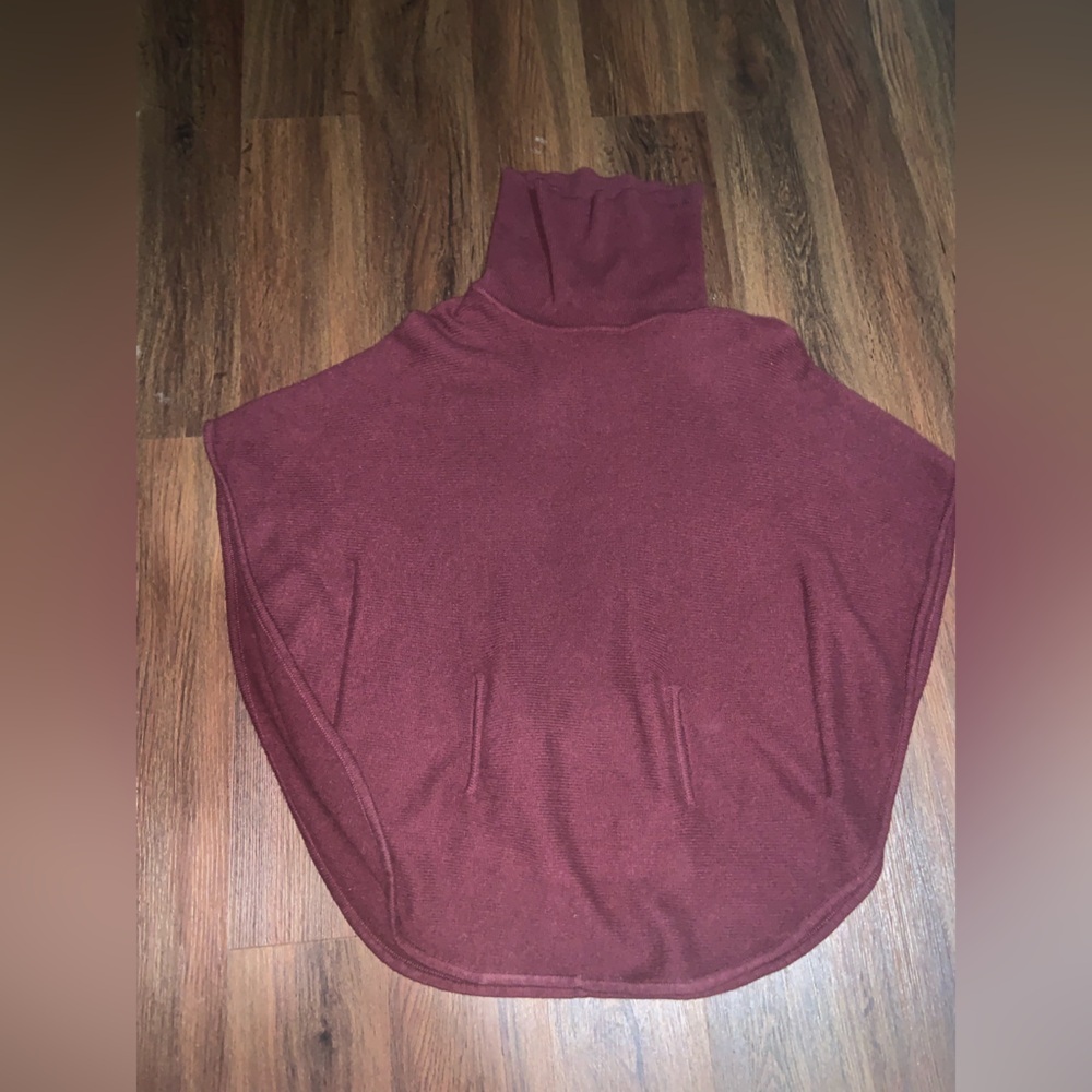 Pure amici cashmere turtleneck cape sweater classic casual fall winter boho $380